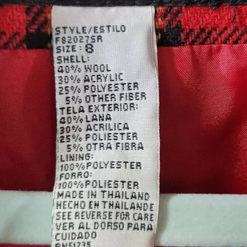 Vintage Sag Harbor Tartan Womans Jacket 8P Plaid Checkered Blazer Velvet - Picture 5 of 6